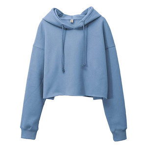 Sudadera Corta para Mujer al por Mayor, Negra Sólida, Manga Larga, Casual, 100% Algodón Tejido, Transpirable, Ecológica, con Logo Frontal, para Invierno - Product Image 3