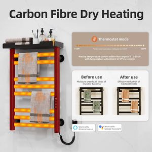 SIOYIE Toallero Eléctrico de Pared con 8 Barras, Control por App Wi-Fi, Temporizador Ajustable y Estante, Calentador de Toallas - Product Image 6