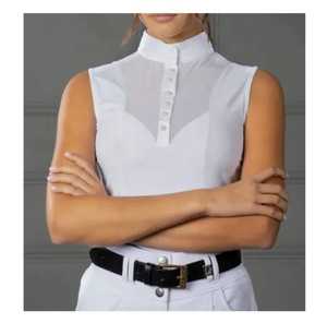 Chaleco Ecuestre sin Mangas para Mujer con Cierre, Cuello Alto, Color Blanco Sólido, Tejido Transpirable - Product Image 3