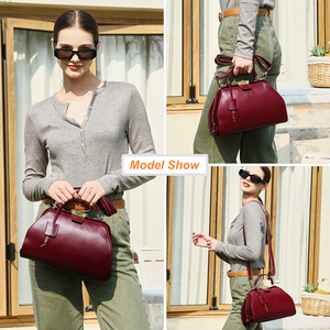 Classic Doctor Bag Genuine Leather Saffiano Pattern With Hasp Closure Shoulder Strap For Women Daily Use - Product Image 4