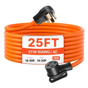 Cavo di prolunga per asciugatrice da 7,6 m, 4 poli NEMA 14-30P 14-30R, 125V/250V STW 10AWG/4C, 30A, cavo in rame puro, grado di protezione IP44, corrente nominale 50A - Product Image 1