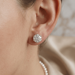 Pendientes de tuerca solitarios de moissanita VVS D de corte redondo de 1 quilate, chapados en rodio blanco de 14K 18K, con cierre de rosca, para mujer, proveedor - Product Image 2