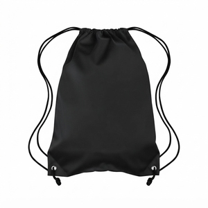 Eco-Friendly Black Nylon <b>Drawstring</b> <b>Backpack</b> with Polyester Fabric for Outdoor Running Gym Training Rope Bag - Product Image 2