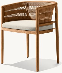 Silla de Comedor Moderna de Ratán con Patas de Madera y Asiento Tapizado en Tela, Muebles para el Hogar - Product Image 3