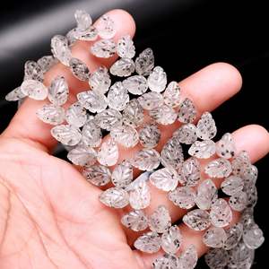 Perles de pierres précieuses en quartz à pois en forme de feuille, sculptées à la main, pour la fabrication de bijoux, 10-11MM, perles de quartz à pois naturelles, vente en gros - Product Image 5