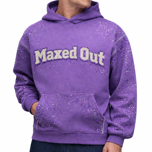 ODM OEM Heavyweight 450 GSM Fleece Hoodies Oversized Streetwear custom Rhinestone Pullover Men Fashion Brand Hooded Sweatshirt - Product Image 4