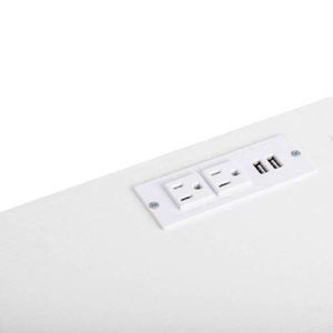 White Wood Grain Particle Board Non-Woven Fabric Drawer 140*50*86cm Multi-Layer Shelf Computer Desk with 2 USB Power Sockets - Product Image 5