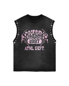 Multi Color <b>Studded</b> Tank Top Shorts Set | Oversized Sleeveless Graphic Matching Set | Streetwear OEM Private Label - Product Image 4