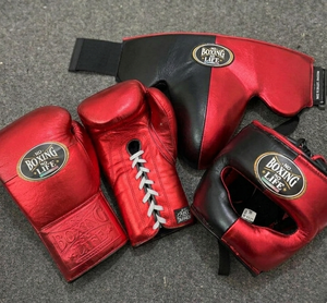Top Selling No Boxing No Life Mexican Style Real Cowhide Leather Lace-Up Boxing Gloves Nose Bar Head Guard Groin Guard Protector - Product Image 3