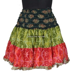 Gypsy Indian Mini <b>Skirt</b> <b>Patchwork</b> Cotton Rara Hippy Boho Print Stylish Summer Festival Wear for Work - Product Image 1