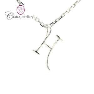 AU750 ORO BLANCO SOILD LETRA INICIAL "H" COLGANTE DE DIAMANTE NATURAL REAL Colgante de oro rosa para regalo - Product Image 3