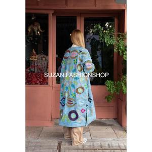 Long Knitted Velvet <b>Thick</b> <b>Coat</b> Floral Embroidery Stand Collar Full Sleeve <b>Winter</b> Women's Jacket Raw Eco-Friendly Wholesale - Product Image 2