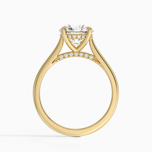 Anillo de Compromiso con Diamante Cultivado en Laboratorio, Corte Redondo Brillante, Diseño de Halo Oculto y Lujo en Oro - Product Image 2
