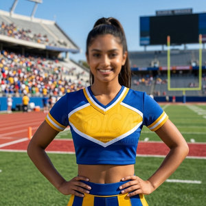 Tenue de cheerleading pour adultes avec haut, jupe et short – Légère, confortable, en polyester imprimé, personnalisable pour l'entraînement et les événements - Product Image 5