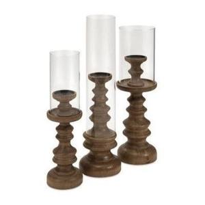 Support à bougie en bois artisanal pour la décoration de la maison, style rustique moderne, centre de table pour mariage - Product Image 1