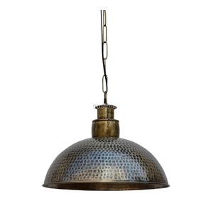 Lampe à suspension contemporaine martelée à finition antique Lampe à suspension industrielle suspendue de forme ronde au design de luxe en métal - Product Image 1