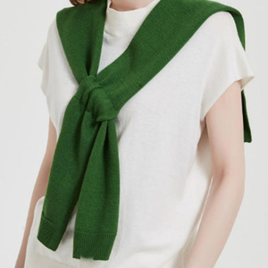 Embroidered <b>Wool</b> Hand Knitted Women's Winter Sweater with <b>Tie</b> Belt-Dual-use Scarf & Draped Shawl Design - Product Image 3