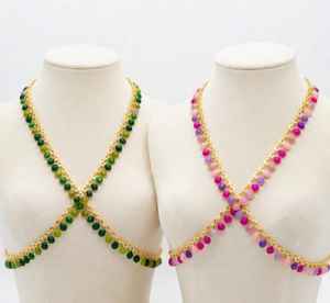 Pendentifs ou breloques en laiton multicouche avec perles de pierres précieuses multicolores, breloque goutte d'eau plaquée zinc bleu, bijoux pour femmes, style bohème délicat - Product Image 3