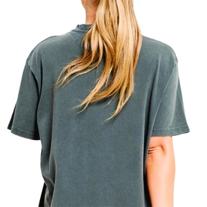 Impression personnalisée unisexe vierge femmes respirant t-shirt fabricant OEM approvisionnement goutte épaule 220g 100% coton t-shirts surdimensionnés - Product Image 4