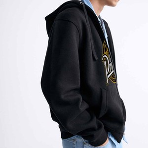 Men's <b>Black</b> Hooded Pullover Sweatshirt Regular Fit 100% Cotton <b>Fleece</b> Solid Winter Casual Letter Print Front Logo - Product Image 1