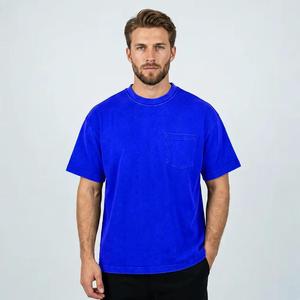 Camiseta de punto oversize para hombre, estilo streetwear, con hombros caídos, lavado ácido, color liso, 100% algodón, peso pesado, vintage, con logotipo personalizado, OEM, venta al por mayor, envío rápido - Product Image 5