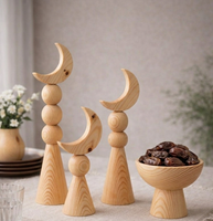 Ensemble de croissants de lune en bois de couleur personnalisée, sculptés à la main, décorations de table pour Ramadan et Aïd, ornements arabes islamiques, vente en gros