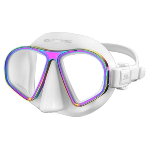 Máscara de buceo con marco de aleación de aluminio colorido con dos lentes de vidrio ajustables para apnea y buceo - Product Image 2