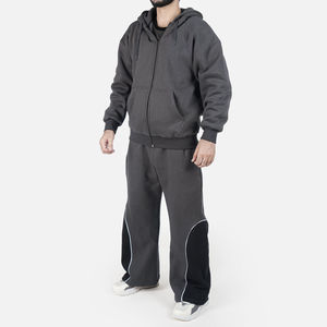 Conjunto deportivo de invierno para hombre, con capucha de forro polar, chaqueta con cremallera, pantalones jogger holgados, estilo informal y cálido para uso diario. - Product Image 2