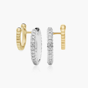 Luxury Moissanite Hoop <b>Earrings</b> Two Tone 925 Silver Finish Sparkling Round Cut Stones Elegant Womens Fashion Jewelry Gift Style - Product Image 3