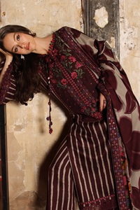 Trajes de shalwar kameez de invierno para mujer en tela de lino estampada y bordada de muy alta calidad a precio económico. - Product Image 5