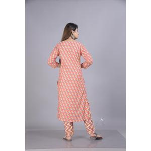 Aarti ชุดเสื้อผ้าฝ้ายพิมพ์ลายดอกพีชสำหรับผู้หญิงจากอินเดีย3 - Product Image 2