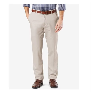 Pantalon décontracté en coton Oxford kaki pour homme, taille mi-haute, coupe droite, infroissable, devant plat avec poches latérales, idéal pour l'automne - Product Image 6