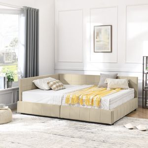 Letto contenitore matrimoniale trapuntato con schienale e braccioli confortevoli, divano letto imbottito per camera da letto - Product Image 5