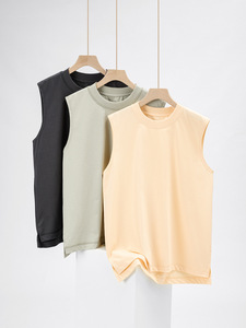 Men's Solid Color Sleeveless Tank Top O-<b>Neck</b> Knitted Breathable Casual Wear <b>Light</b> Green - Product Image 2