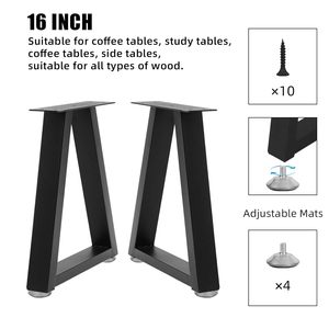 Black Steel A-Frame Furniture Legs for Table Industrial Design Heavy Duty Living Room Use with Screws and Glides - Product Image 4