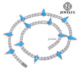 Best Selling <b>Statement</b> <b>Necklace</b> Moissanite Spike Rhodium Plated 925 Silver Hiphop Party Unisex Jewelry Available At Export Price - Product Image 3