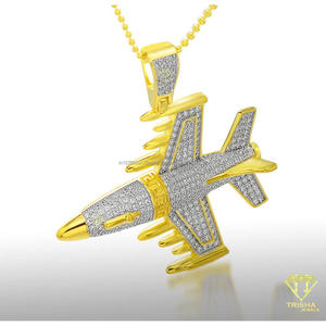 Colgante de Lujo con Forma de Avión de Combate, con Diamante Moissanite VVS y Plata de Ley 925 - Product Image 5