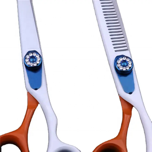 Vente en gros de cisailles professionnelles de coupe de cheveux, outils de coupe pour coiffeur, coiffeur, ciseaux à tête orange blanche - Product Image 3