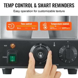 Macchina Elettrica Commerciale per Coni Gelato 1230W, Antiaderente in Acciaio Inox, con Controllo della Temperatura - Product Image 3