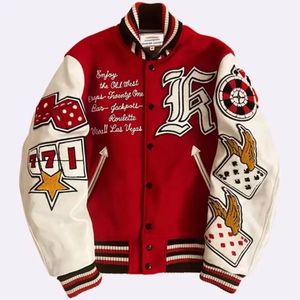 Chaqueta Universitaria Charleston Warriors para Hombre, Diseño con Parches Bordados, Color Granate, Estilo Vintage, Impermeable y Ecológica - Product Image 5