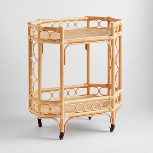 Beautiful rattan cake bar cart hand-crafted cocktail carts <b>serving</b> <b>trolley</b> parties accessory - Product Image 6