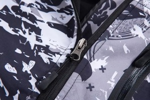 <b>Men</b> Camouflage Waterproof <b>Windbreaker</b> <b>Black</b> White Grey Abstract Print Hooded Outdoor Jacket Full Zip Hiking Jacket Winterwear - Product Image 4