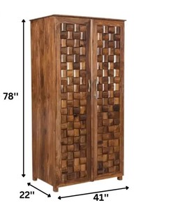 Armario Moderno de Madera Maciza Tallada en 3D | Armario de dormitorio de madera tallada a cuadros |   Cajón y Cerradura |   Comercio al por mayor B2B en India - Product Image 5
