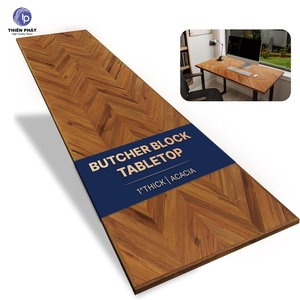Planche de découpe en bois d'acacia massif Thien Phat Chevron, 25x96 pouces, épaisseur personnalisable de 1,25 à 1,5 pouces, écologique - Product Image 5