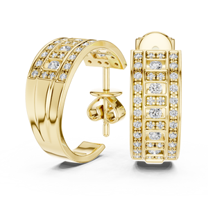Pendientes de Aro Bali de Plata de Ley 925 Chapados en Oro de 18K con Circonitas Redondas de Micro Pavé, Joyería de Lujo para Mujer - Product Image 1