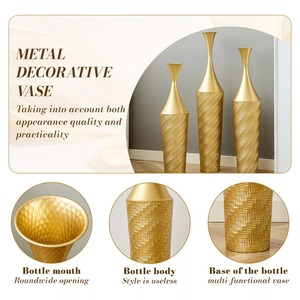 Juego de Jarrones Decorativos Art Deco de 3 Piezas, Hechos a Mano, Escultura Decorativa con Patrón Dorado y Blanco, Hierro Ecológico de Alta Calidad - Product Image 3