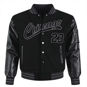 เสื้อแจ็คเก็ตวาร์ซิตี้ปักลายเชนิลล์ แขนหนัง ปักโลโก้ตามสั่ง สำหรับผู้ชายและผู้หญิง ใส่ได้ในฤดูหนาว - Product Image 1