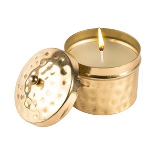 Metal <b>Candle</b> Jar Gold Color Hammered <b>Candle</b> Jar and <b>Candle</b> - Product Image 5