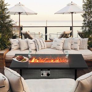 Moderno Tavolo con Focolare da 43 Pollici per Esterni, Braciere a Gas con Accessori in Vetro, Stile Contemporaneo Senza Fumo - Product Image 4