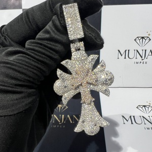 925 Sterling <b>Silver</b> & Rose Gold Plated Hip Hop VVS Moissanite Diamond Cross Pendant Fine Jewelry Party Fine Pendants & <b>Charms</b> - Product Image 1